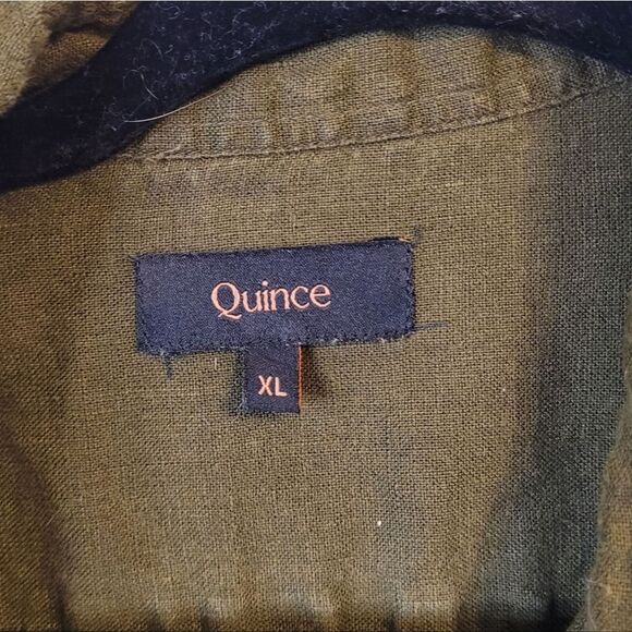 Quince Women's Martini Olive 100% Linen Short Sleeve Shirt Size XL - Picture 3 of 6